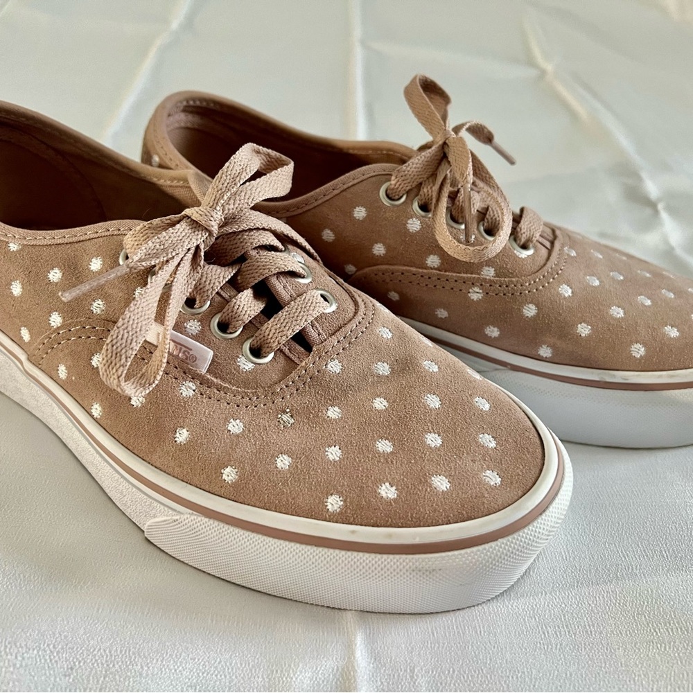 VANS Authentic Platform 2.0 Sneakers Suede Polka Dot PINK Sz 8 Womens